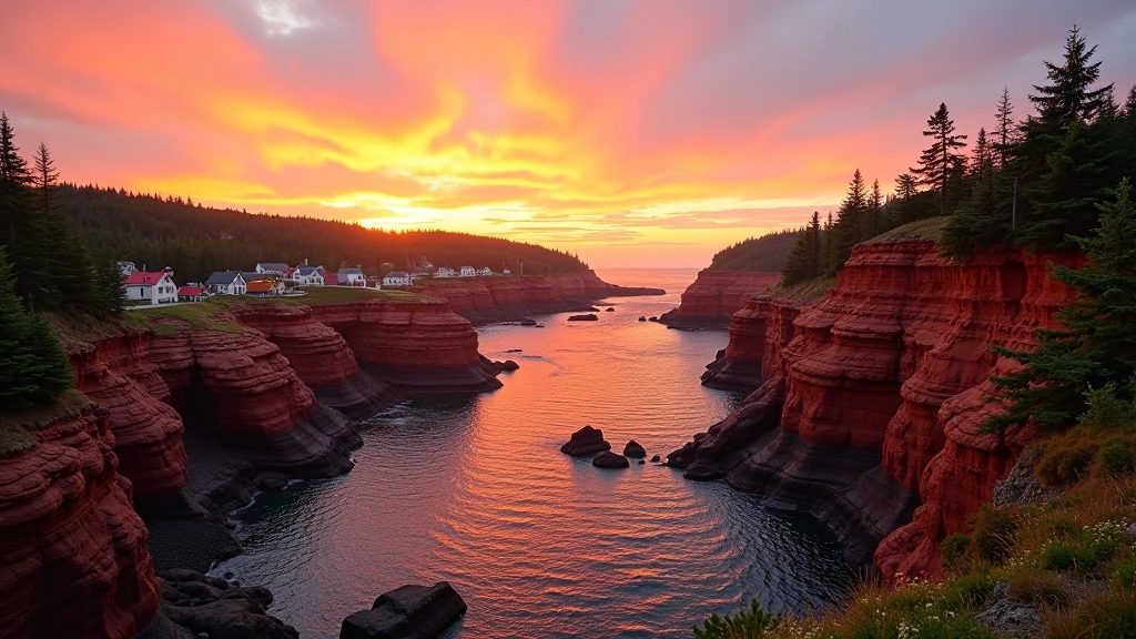Bay of Fundy tidal bore and Acadian villages